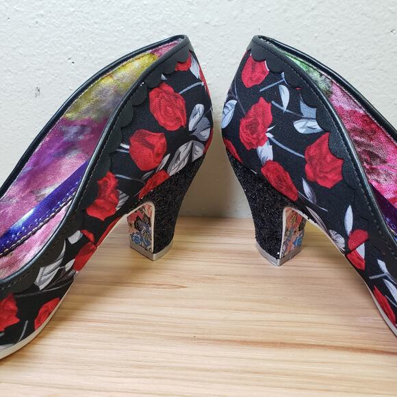 Irregular Choice Black and Red Floral Heels - Picture 4 of 12